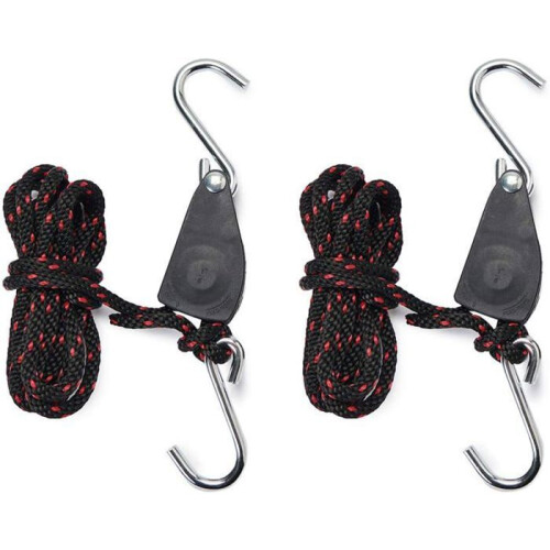1/4 Inch Ratchet Rope Straps for Growth Lamp, 2 Pieces, Adjustable Hook Rope