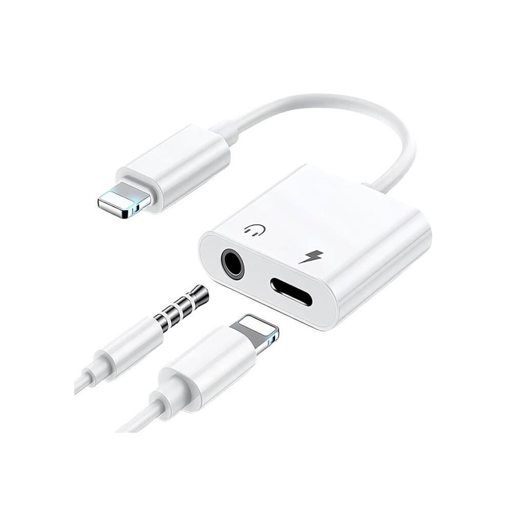 2-In-1 Lightning To 3.5Mm Headphone Jack Adapter For Iphone & Charging - Hykjside - Aux Cable Adapter - White 5461257329118