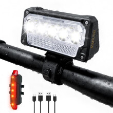 AIMIUVEI Fahrradlampe, 1500 Lumen, USB-aufladbar, 5 Lichtmodi + 4 Lichtmodi, IPX6 wasserdicht, Vorder- und Rücklicht für Mountainbikes und R