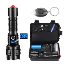 Ultra krachtige LED-zaklamp - Krachtige oplaadbare LED-zaklamp 5000mAh - 180.000 lumen tactische zaklamp - LCD-scherm - 5 standen