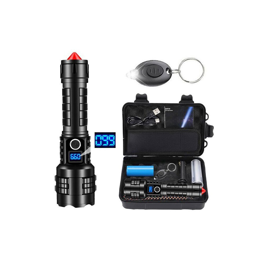 Ultra Powerful Led Flashlight - Powerful Rechargeable Led Torch 5000Mah - 180000 Lumens Tactical Flashlight - Lcd Screen - 5 Modes 5461257329019