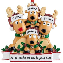 Ciondolo natalizio - HYKJside - Famiglia di 4 persone - Decorazione personalizzata - Nero - Da appendere