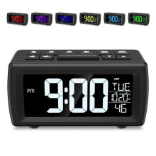 Radiowecker – Elektronisches FM-Radio – 87,5–108 MHz – 7 Farben – Zwei Weckzeiten – Schlummerfunktion