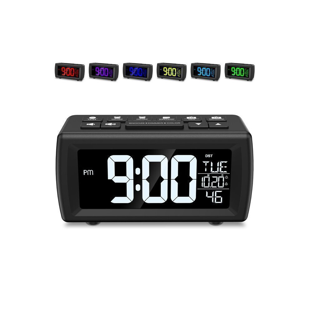 Clock Radio - Electronic FM - 87.5-108 MHz - 7 Colors - Dual Alarms - Snooze
