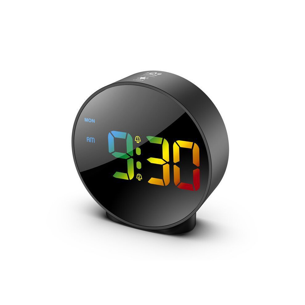 Digital Alarm Clock, Led Alarm Clock, Snooze, Adjustable Brightness, Workday Alarm Mode ( + Color Font) Black