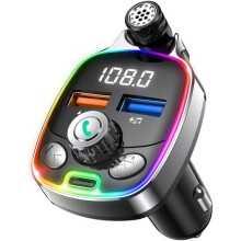 Automobilový Bluetooth FM vysielač, Bluetooth 5.0 adaptér do auta, USB/PD/Type-C, prehrávanie Bluetooth/U diskov/TF kariet
