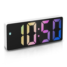 Digitaler Wecker, LED-Wecker mit Schlummerfunktion, einstellbarer Helligkeit, mit Arbeitstagsmodus (weiße + farbige Schrift)