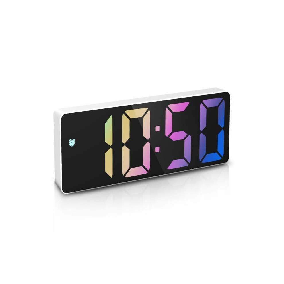 Digital Alarm Clock, Led Alarm Clock With Snooze Function, Adjustable Brightness, With Workday Mode ( + Color Font) White