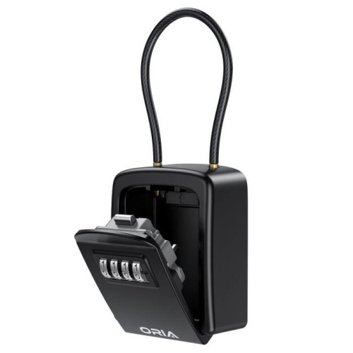 Key Box with Combination Lock, Secure Storage for Select Access Keys, Combination Key Safe - Black