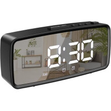 Digitale wekker met LED-spiegel, digitale klok met groot, gemakkelijk afleesbaar 5,1 inch LED-display, snooze-functie en nachtmodus - zwart