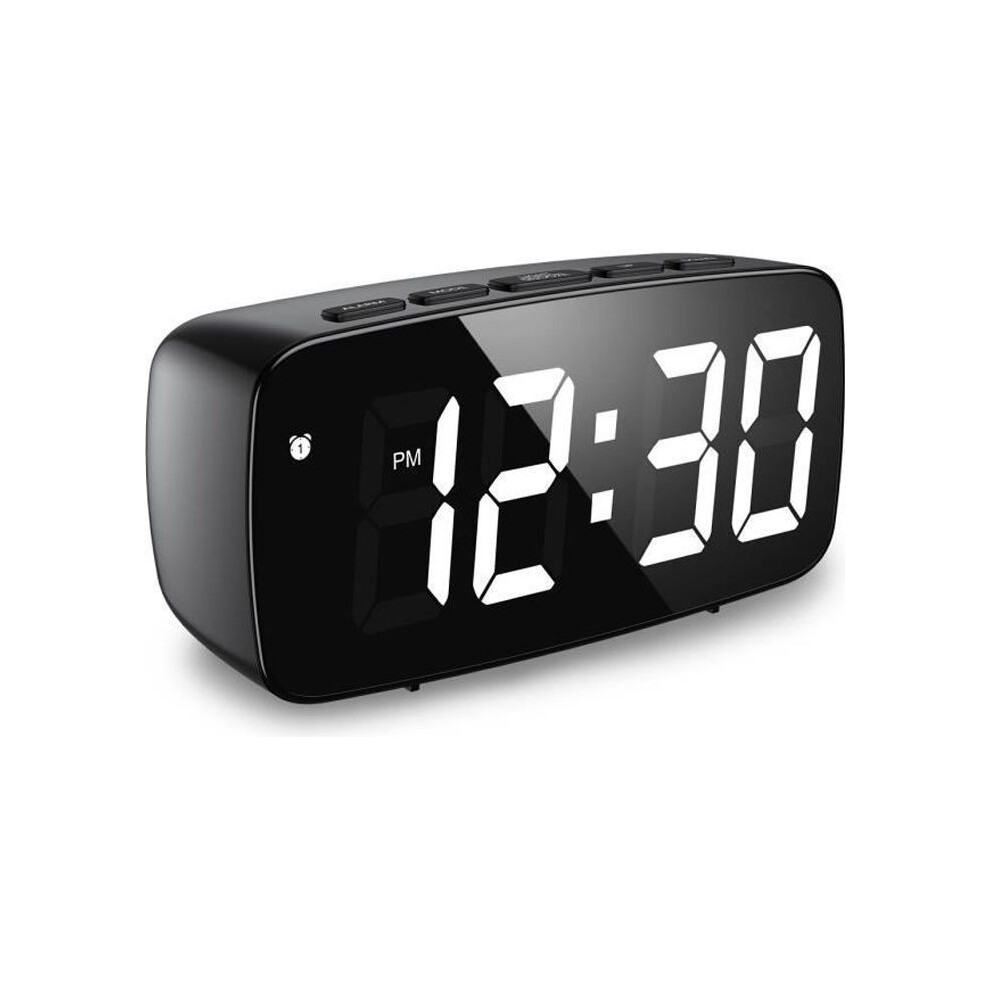 Digital Alarm Clock, Led Alarm Clock With Snooze, Adjustable Brightness, With Daytime Mode, 2 Power Supply Modes (Black) Black