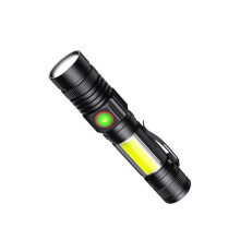 Lanterna LED super brilhante de alto lúmen, mini lanterna potente, luz COB, foco ajustável.