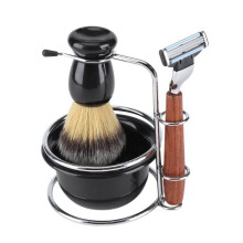 Beard shaving kit, 4 pieces, soap bowl, shaving stand, stainless steel shaving brush set