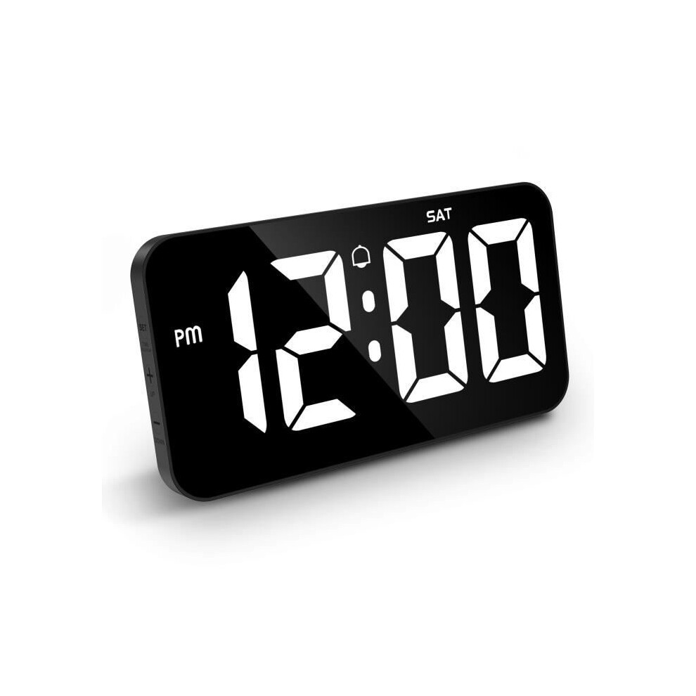 Digital Alarm Clock, Led Alarm Clock, Adjustable Brightness, With Daytime Mode, Dst, 12/24H (Black) Black
