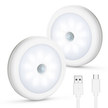 2-Pack LED Night Light with Motion Sensor, Rechargeable Closet Light with 3 Modes (OFF/Auto/ON), Night Lamp
