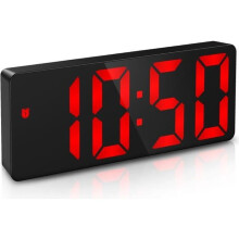 Digital Alarm Clock, LED Alarm Clock with Snooze Function, Adjustable Brightness, with Working Day Mode (Red)