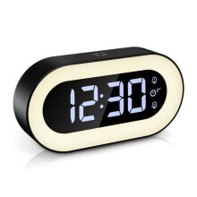 Digital Alarm Clock, LED Alarm Clock with Night Light, Snooze, Adjustable Brightness, with Daytime Mode (Black)