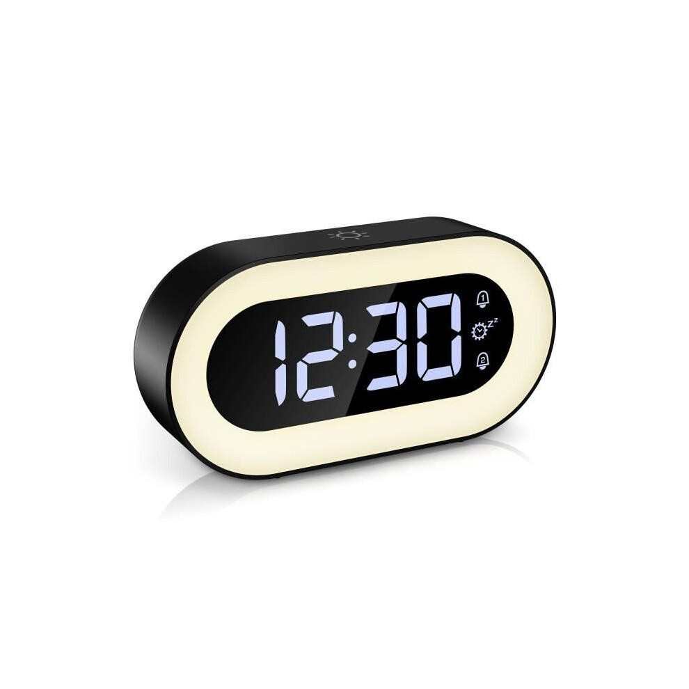 Digital Alarm Clock, Led Alarm Clock With Night Snooze, Adjustable Brightness, With Daytime Mode (Black) Light/Black