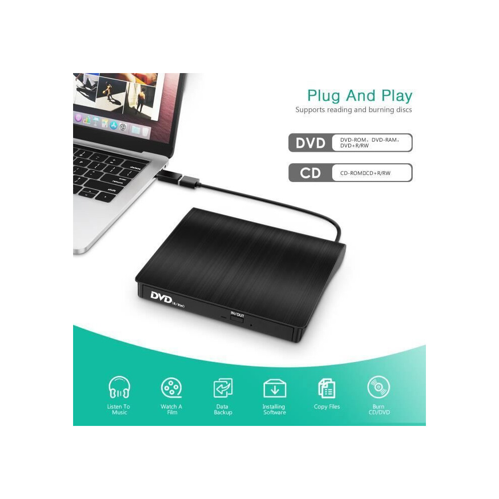 External Usb 3.0 & Type-C Cd/Dvd Reader/Writer, External Cd/Dvd/-Rw/Rom Burner 3466729340990