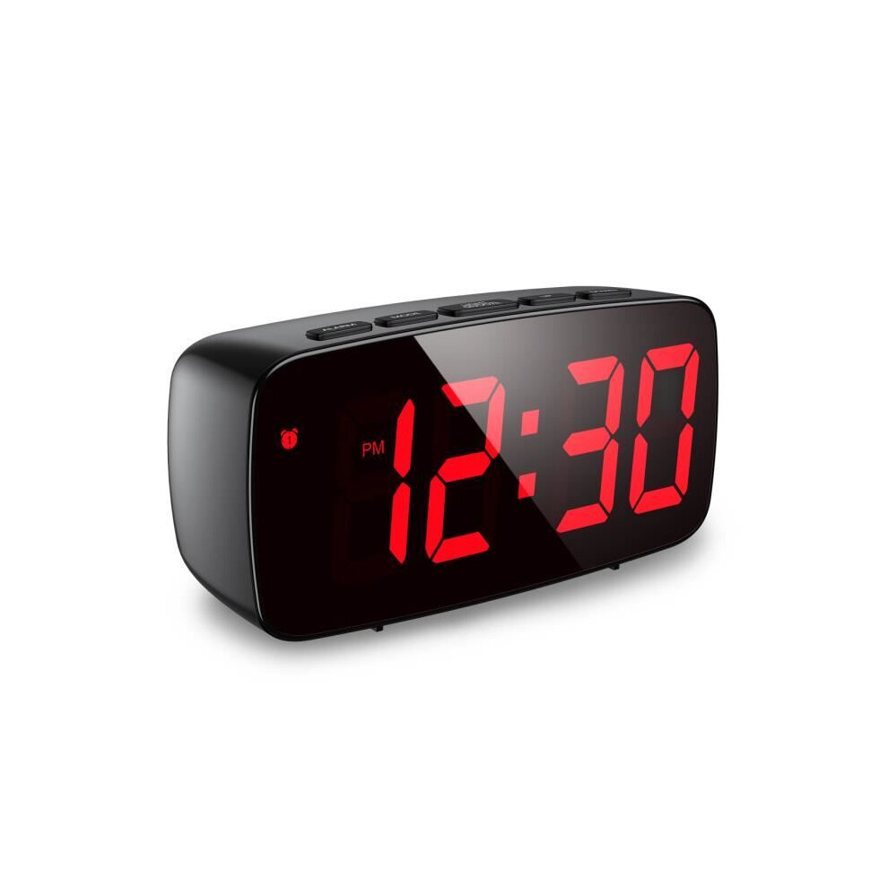 Digital Alarm Clock, LED Alarm Clock with Snooze, Adjustable Brightness, with Day/Work Mode, Night Mode (Red)