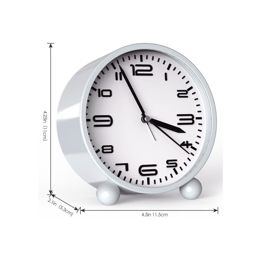 Alarm Clock, Quartz Alarm Clock, Silent Clock, With Nightlight, Battery Powered - Black