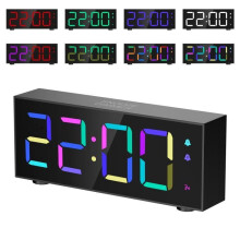 Sveglia digitale, sveglia a LED, sveglia RGB con funzione snooze, luminosità e volume regolabili, sveglia per i giorni lavorativi
