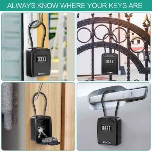 Key Box with Combination Lock, Secure Storage for Select Access Keys, Combination Key Safe - Black 1