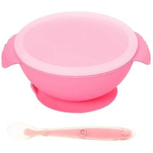 Silicone Bowl And Spoon Set with Lid, Strong Suction Cup Non-slip for Toddler
