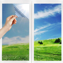 Film Miroir Fenêtre sans Tain Anti Chaleur Anti-Regard Contrôle de la Température Protection de la Vie Privée Film(40cmX4m,Argent)
