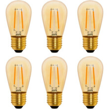 Lampadina LED a filamento S14 Vintage E27, 1W, colore ambra, sostituzione per lampadina a incandescenza da 10W, non dimmerabile, luce bianca