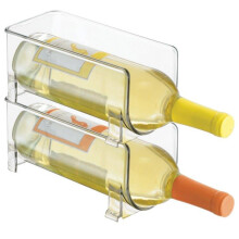 Portabottiglie (set da 2) – Portabottiglie impilabile in plastica, portabottiglie moderno per 1 bottiglia – Trasparente