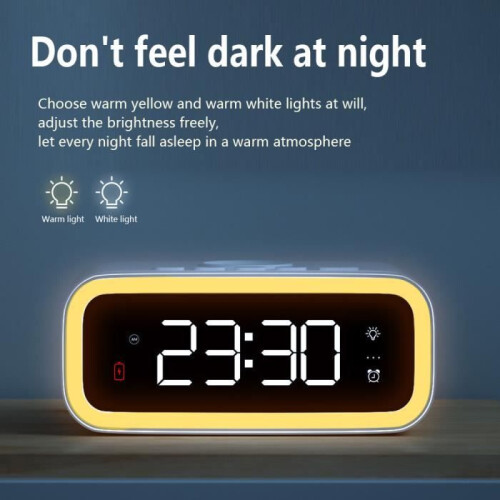 LED digital alarm clock with night light, snooze function, wireless charging function YC805, 12/24 hour timer, 3 independent alarms 2