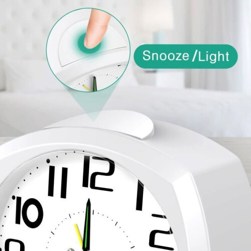 Alarm Clock - White - 3D Digital - Silent - Night Light - Snooze 2