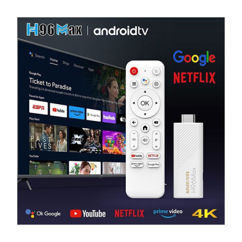 AIMIUVEI Android TV Streaming Box - 4K UHD - HDMI-stick - Ingebouwde Google Assistent - Dolby Atmos 2