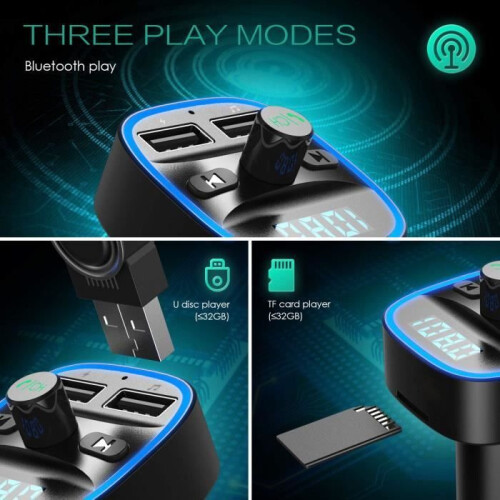 Πομπός αυτοκινήτου Bluetooth FM, κιτ αυτοκινήτου Hands-Free, φορτιστής αναπτήρα, στερεοφ 2