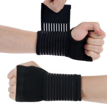 Wrist brace, set of 2 elastic wrist supports, adjustable wrist compression for pain relief (black)