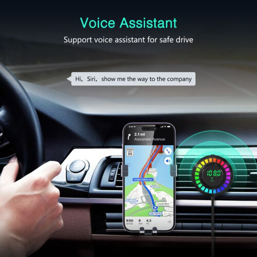 Πομπός Bluetooth FM για αυτοκίνητο, προσαρμογέας ραδιοφώνου αυτοκινήτου Bluetooth 5.3 με θ 1