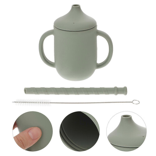 Silicone Sippy Cup for Kids with Straw Brush Durable Toddler Cup 2