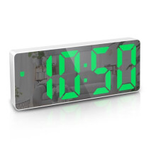 Digitaler Wecker, LED-Wecker mit Schlummerfunktion, einstellbarer Helligkeit, mit Arbeitstagsmodus (weiße + grüne Schriftart)