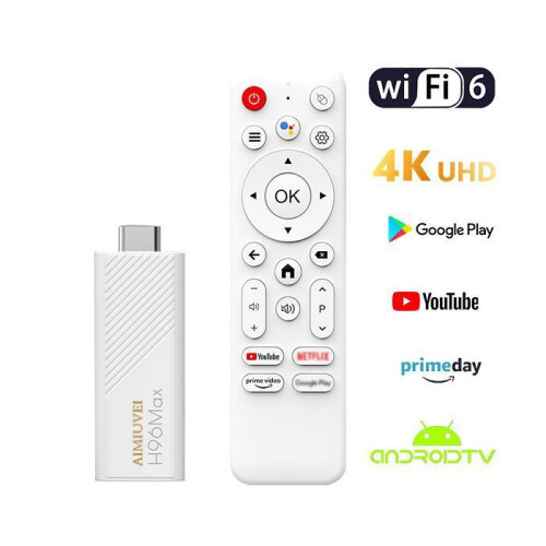 AIMIUVEI Android TV Streaming Box – 4K UHD – HDMI-Stick – Integrierter Google Assistant – Dolby Atmos