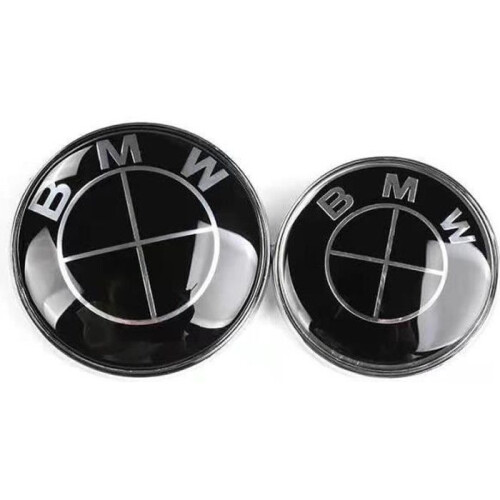 2 x Μαύρο έμβλημα με το λογότυπο BMW για το καπό 82mm + το πορτμπαγκάζ 74mm