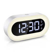 Digitaler Wecker, LED-Wecker mit Nachtlicht, Schlummerfunktion, einstellbarer Helligkeit und Tageslichtmodus (Weiß)