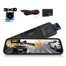 FOSMET 10"-Autokamera mit Touchscreen, 32-GB-TF-Karte, 1080p-HD-Dashcam, Einparkhilfe und 170-Weitwinkelsensor