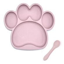 (B4) Silicone Toddler Tableware Suction Cup Infant Eating Plate with Spoon Cute Bear Paw Baby Feeding Bowls BPA Free B2