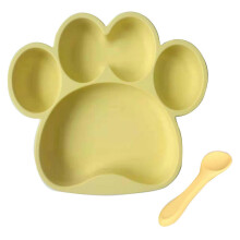 (B5) Silicone Toddler Tableware Suction Cup Infant Eating Plate with Spoon Cute Bear Paw Baby Feeding Bowls BPA Free B2