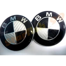BRAND ONE 2 x BMW CARBON BLACK ΛΟΓΟΤΥΠΟ ΔΙΑΜΕΤΡΟΣ ΠΟΡΤΜΠΑΓΚΑΖ + ΚΑΠΟ 82mm