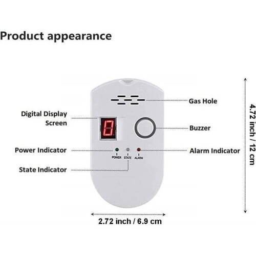 Gasdetector, LPG/aardgas/kolengaslekdetector, insteekbare sensormonitor 2