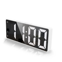 LED-Spiegel-Digitalwecker, LED-Wecker mit Schlummerfunktion, Echtzeit-Temperaturanzeige (Weiß)