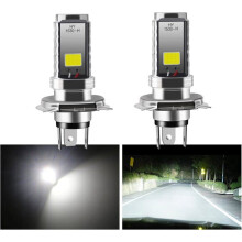 2 Stück H4 LED-Lampen, 12V Motorrad-/Autoscheinwerfer, COB-Lampen, 12W LED-Lampen für Fern- und Abblendlicht