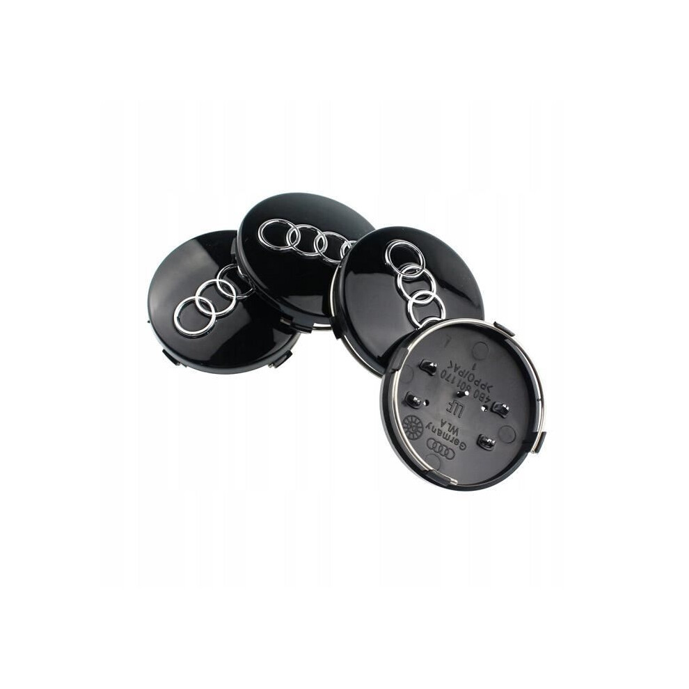 4Pcs 60Mm Audi Logo Wheel Center Hub Caps Trim Ref.4b0601170 Black 6083684953132